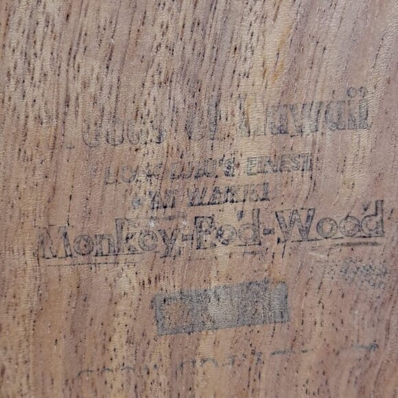 Vintage Monkey Pod Wood Leaf Serving Bowl Made In The Philippines - Picture 7 of 8